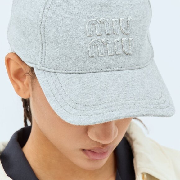 Miu Miu Grey Tessuto Logo Baseball Cap Size M - Picture 2 of 7